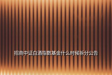 招商中證白酒指數(shù)基金什么時(shí)候拆分公告