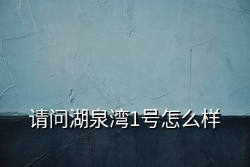 請問湖泉灣1號怎么樣