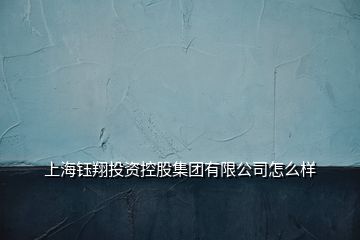 上海鈺翔投資控股集團有限公司怎么樣