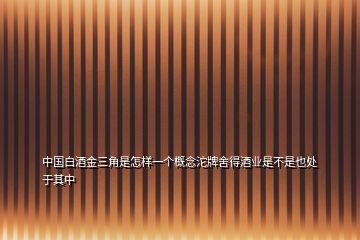 中國白酒金三角是怎樣一個概念沱牌舍得酒業(yè)是不是也處于其中