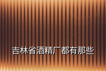 吉林省酒精廠都有那些