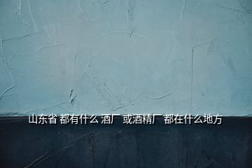 山東省 都有什么 酒廠 或酒精廠 都在什么地方