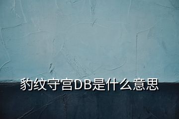 豹紋守宮DB是什么意思