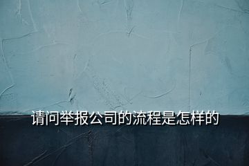 請問舉報公司的流程是怎樣的