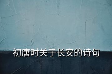 初唐時(shí)關(guān)于長安的詩句