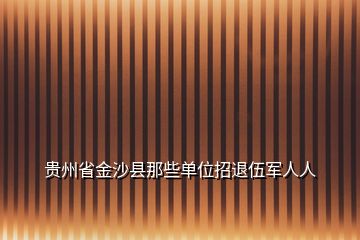 貴州省金沙縣那些單位招退伍軍人人