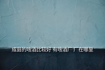 成縣的啥酒比較好 有啥酒廠 廠在哪里