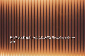 給領(lǐng)導(dǎo)送五糧液去了該怎么說話呢如果他說你買這個干什么嘛