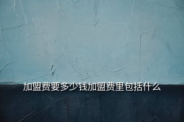 加盟費(fèi)要多少錢加盟費(fèi)里包括什么