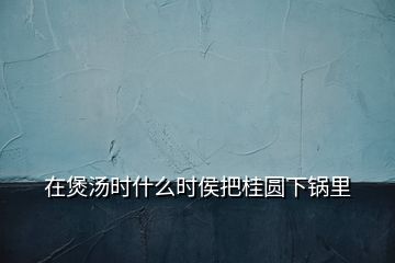 在煲湯時什么時侯把桂圓下鍋里