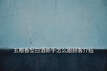 五糧香型白酒新手怎么跟顧客介紹