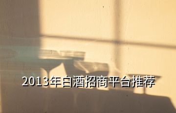 2013年白酒招商平臺推薦