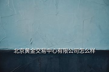 北京黃金交易中心有限公司怎么樣