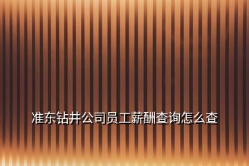 準(zhǔn)東鉆井公司員工薪酬查詢怎么查