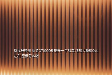 幫我把神州 新夢G7000D5 提升一個檔次 增加大概500元左右 應(yīng)該怎么配