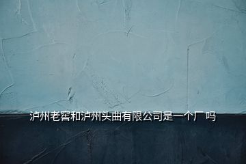 瀘州老窖和瀘州頭曲有限公司是一個廠 嗎