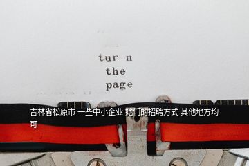 吉林省松原市 一些中小企業(yè) 她們的招聘方式 其他地方均可