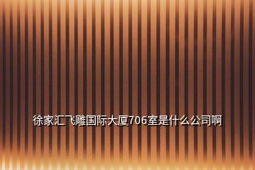 徐家匯飛雕國(guó)際大廈706室是什么公司啊