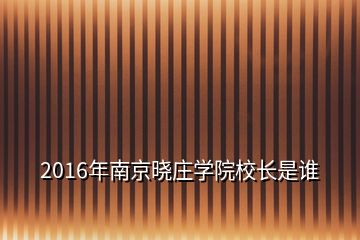 2016年南京曉莊學院校長是誰