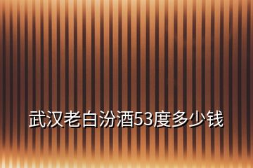 武漢老白汾酒53度多少錢