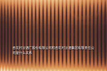 杏花村汾酒廠股份有限公司和杏花村汾酒集團有限責任公司是什么關系