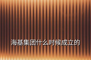 海基集團(tuán)什么時候成立的