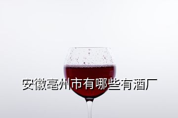 安徽亳州市有哪些有酒廠