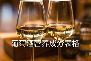 葡萄酒營(yíng)養(yǎng)成分表格