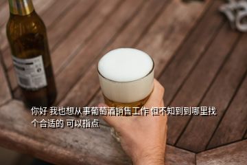 你好 我也想從事葡萄酒銷售工作 但不知到到哪里找個合適的 可以指點