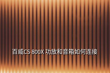 百威CS 800X 功放和音箱如何連接