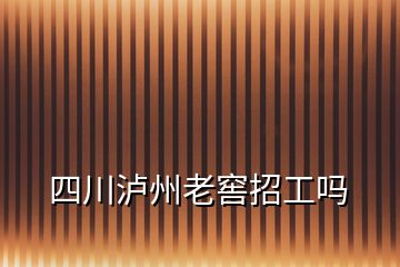 四川瀘州老窖招工嗎