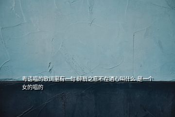 粵語唱的歌詞里有一句 醉翁之意不在酒心叫什么 是一個女的唱的