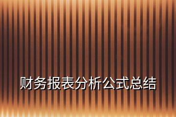 財務(wù)報表分析公式總結(jié)