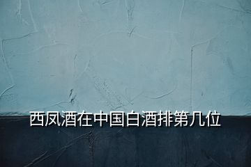 西鳳酒在中國(guó)白酒排第幾位