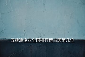 五糧液企業(yè)全國(guó)排行榜占居第幾位