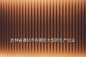 吉林省通化市有哪些大型的生產(chǎn)企業(yè)