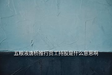 五糧液唐橋推行員工持股是什么意思啊