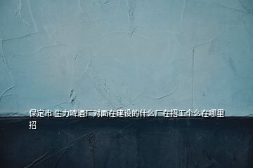 保定市 生力啤酒廠對面在建設的什么廠在招工個么在哪里招