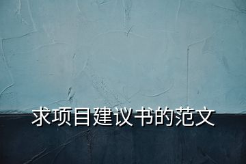 求項目建議書的范文