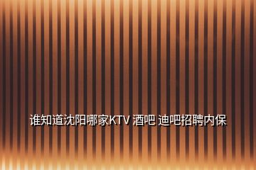 誰知道沈陽哪家KTV 酒吧 迪吧招聘內(nèi)保