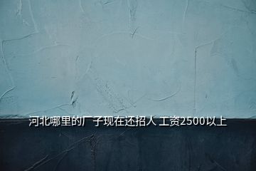 河北哪里的廠子現(xiàn)在還招人 工資2500以上