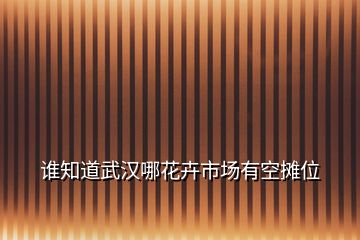 誰知道武漢哪花卉市場有空攤位