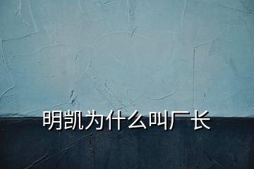 明凱為什么叫廠長(zhǎng)