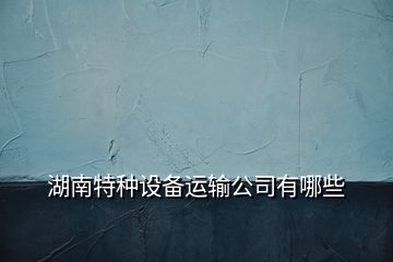 湖南特種設(shè)備運(yùn)輸公司有哪些