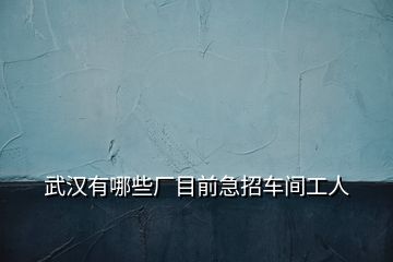 武漢有哪些廠目前急招車間工人