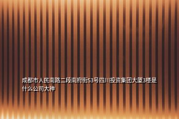 成都市人民南路二段南府街53號四川投資集團大廈3樓是什么公司大神