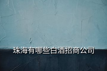 珠海有哪些白酒招商公司