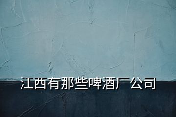 江西有那些啤酒廠公司