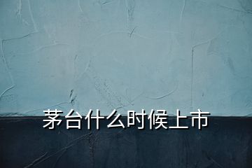 茅臺(tái)什么時(shí)候上市