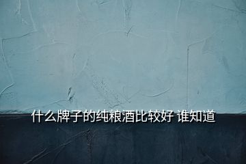 什么牌子的純糧酒比較好 誰知道